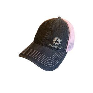 John Deere Pink & Black Mesh Trucker Hat Farm Country Ranch